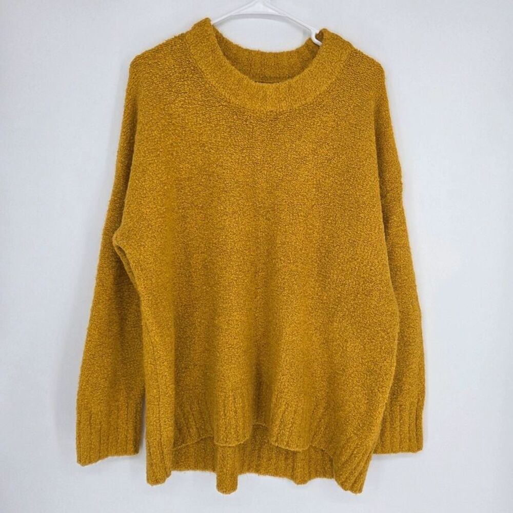 Old Navy Cozy Oversized Bouclé Crewneck Sweater Mustard Yellow Gold XL